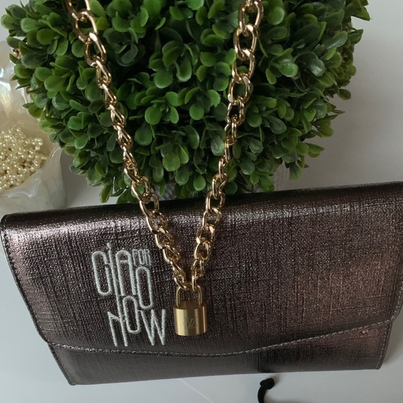 Neiman Marcus clutch Bronze color new - Picture 3 of 14